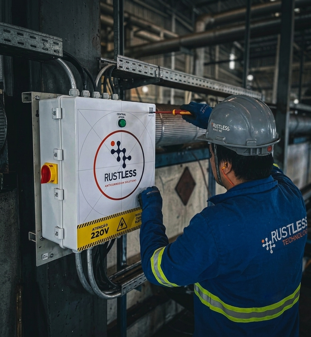 Sistema Rustless instalado em ativo industrial